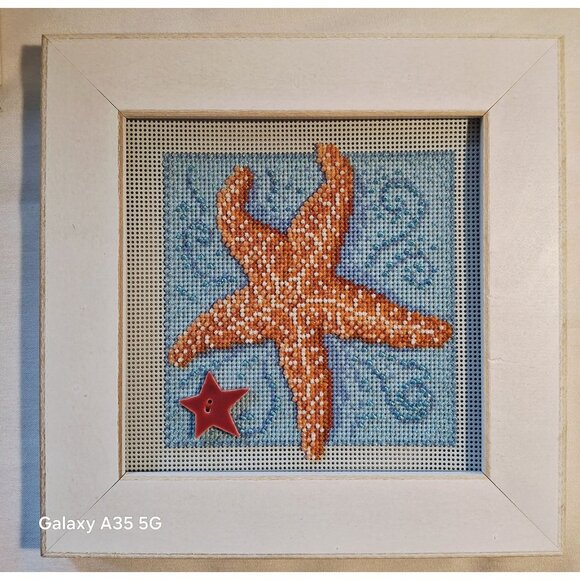 Mill Hill Set Of 3 Framed Coastal-Themed beading Needlepoint Art With Seashell S - Picture 6 of 10